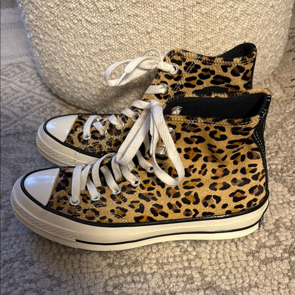 Converse Chuck Taylor All Star 70 Leopard-Print Calf Hair High-Top Sneakers